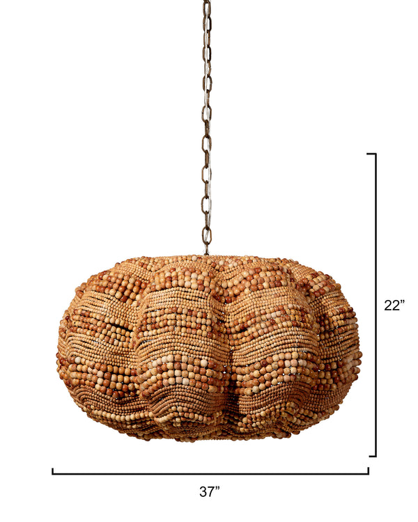 Clamshell Wood Beaded 4-Light Chandelier