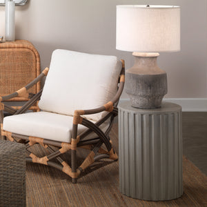 Masonry Ceramic Table Lamp with Linen Shade, Grey