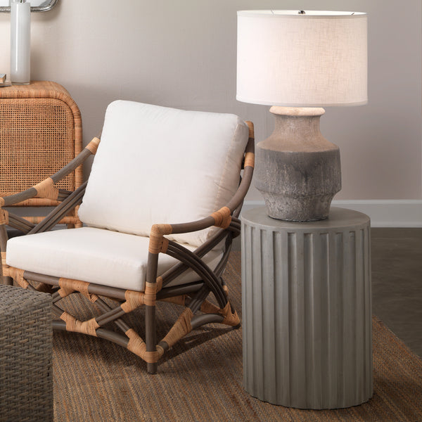 Masonry Ceramic Table Lamp with Linen Shade, Grey