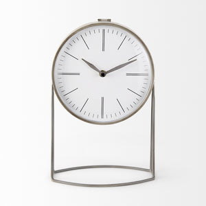 Aurus Matte Gray Metal Table Clock
