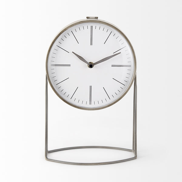 Aurus Matte Gray Metal Table Clock
