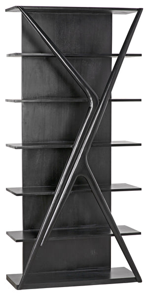 Vetra Teak and Veneer Bookcase in Hand-Rubbed Black