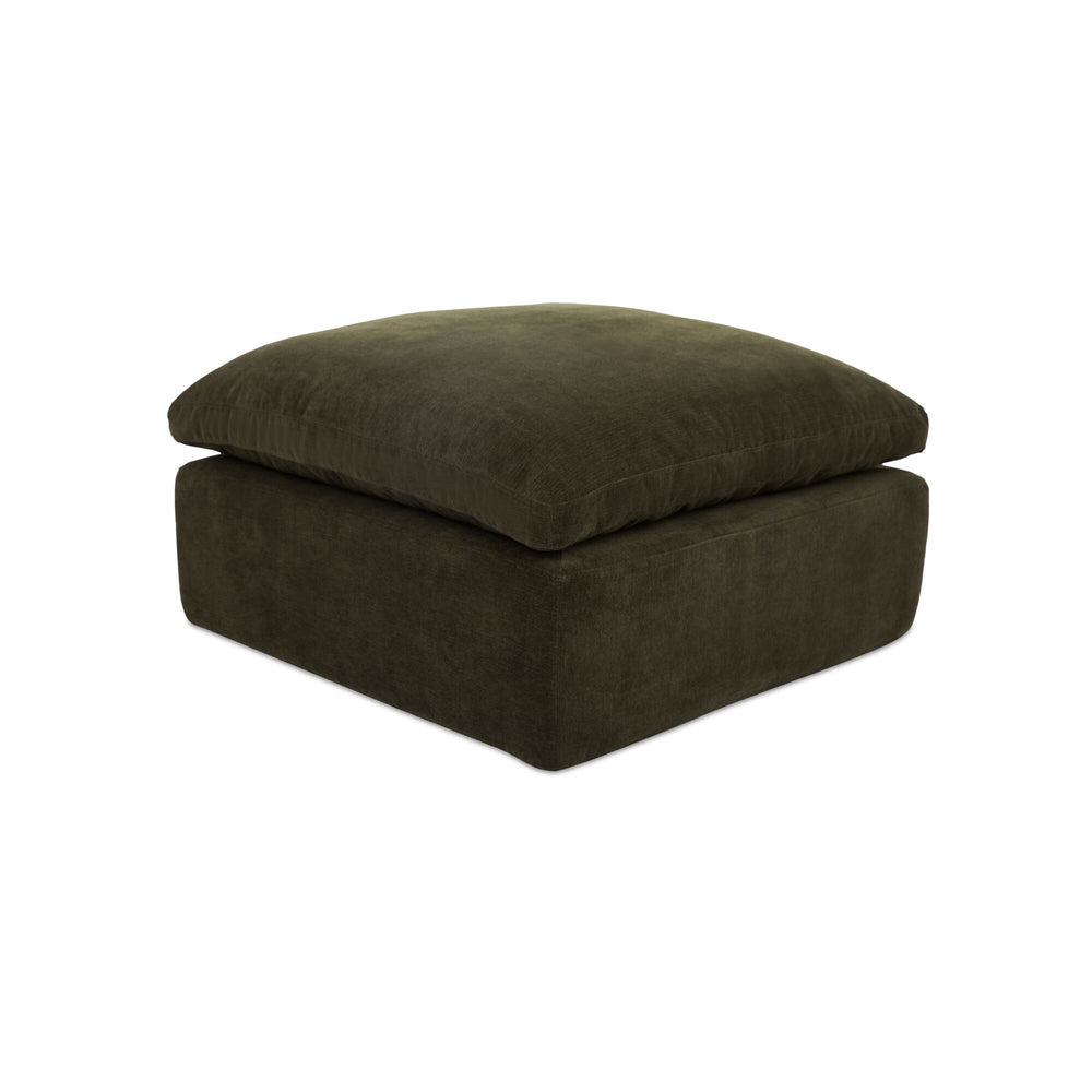 Moe's Cates Ottoman in Dark Green