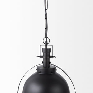Leighton II 15x20 Black Metal Spherical Pendant Light