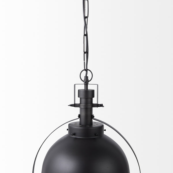 Leighton II 15x20 Black Metal Spherical Pendant Light