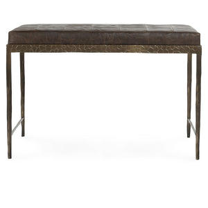 Malo Leather Bench with Hammered Iron Legs - Cocoa Brown