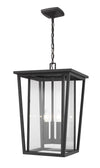 Seoul 3 Light Outdoor Chain Mount Ceiling Fixture in Black Finish