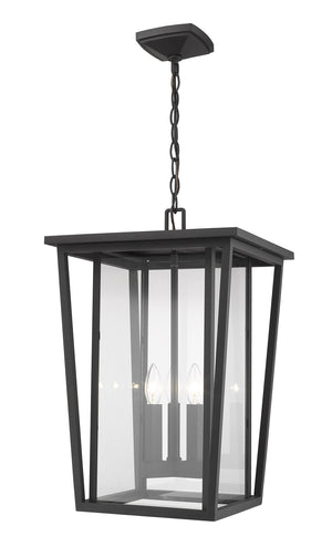 Seoul 3 Light Outdoor Chain Mount Ceiling Fixture in Black Finish