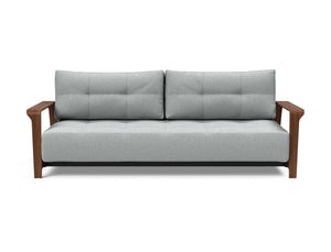 RAN D.E.L. SOFA BED in MELANGE LIGHT GREY FABRIC WITH Dark wood LEGS 538