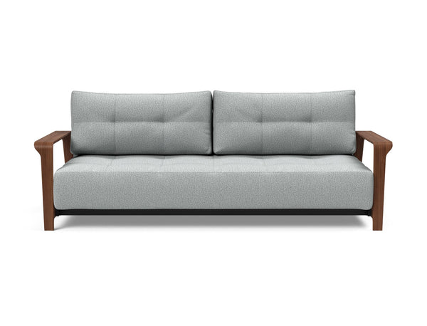 RAN D.E.L. SOFA BED in MELANGE LIGHT GREY FABRIC WITH Dark wood LEGS 538