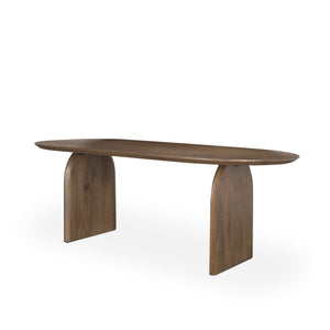 Isla Oval Dining Table w/Dark Brown Wood Top & Arched Legs