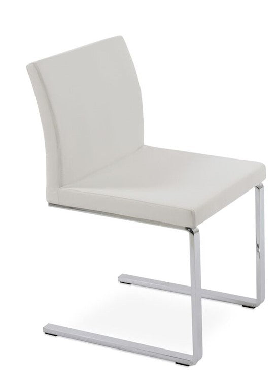 Aria flat chrome plated steel white leatherette