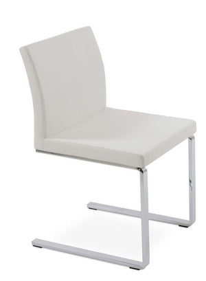 Aria flat chrome plated steel white leatherette