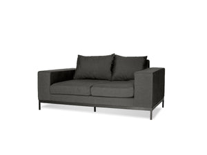 JERICHO Fabric Loveseat in sunbrella charcoal grey fabric/black frame