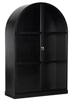 Yoke Hutch Industrial Steel and Glass Matte Black Cabinet