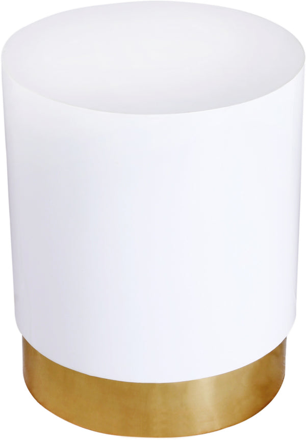 Max End Table In White/Gold