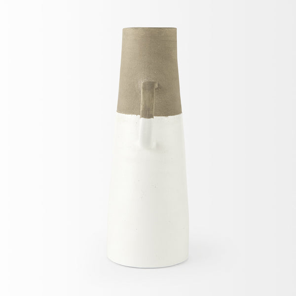 Garand Large 18.8H Two-Toned White Natural Ceramic Jug