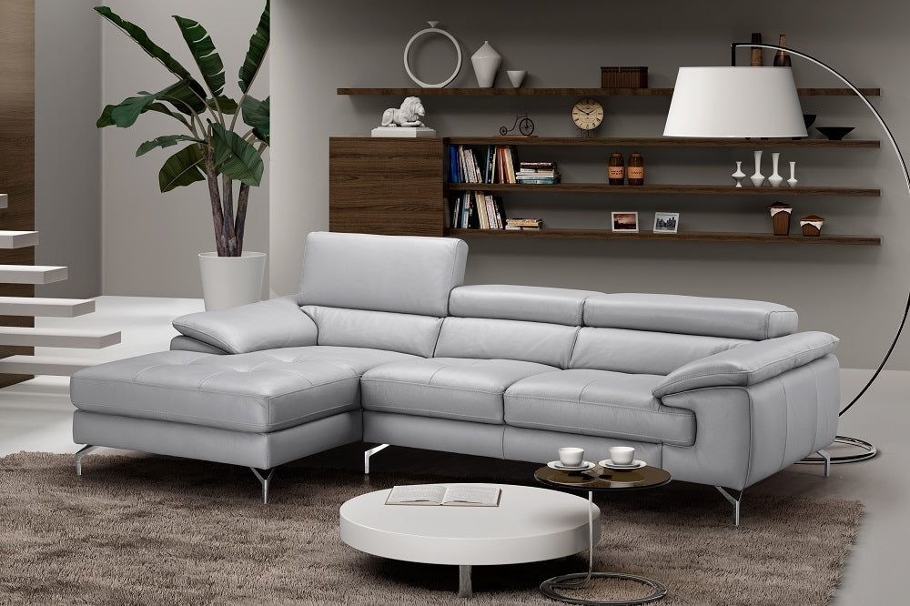 Kieran Premium Leather Sectional in Left Hand Facing Chaise 