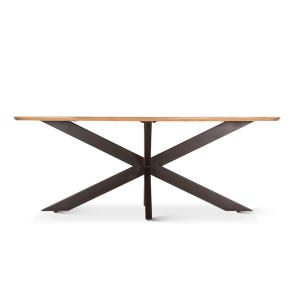 Rapallo 82" Mango Wood and Iron Dining Table, Natural