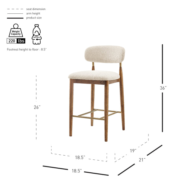 Verna Boucle Counter Stool, Palladian Beige