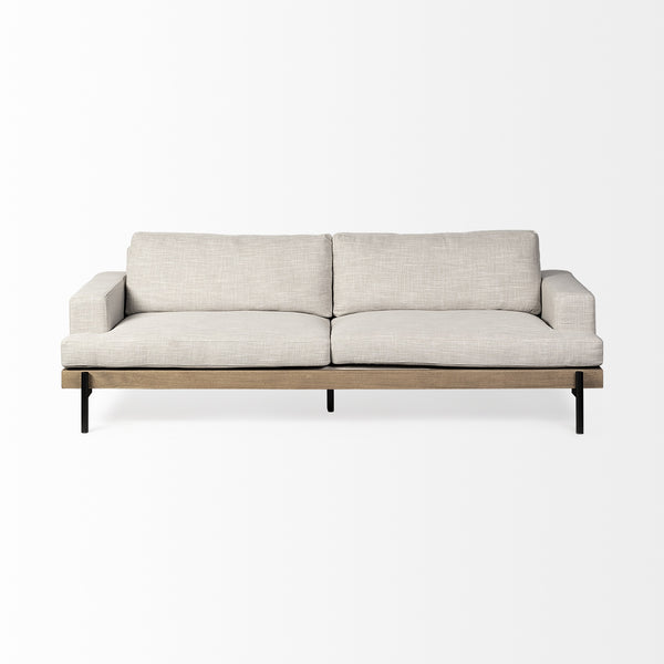 Colburne II 95" Beige Upholstered Three Seater Sofa