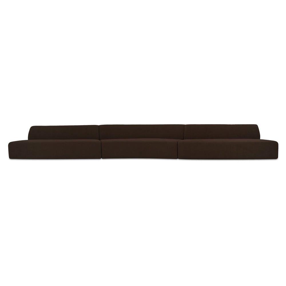 Naomi 3-Piece Wave Modular Sectional in Dark Brown
