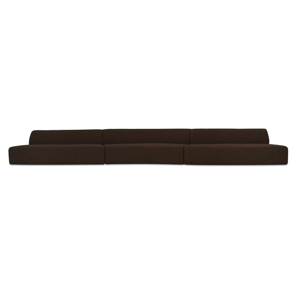 Naomi 3-Piece Wave Modular Sectional in Dark Brown