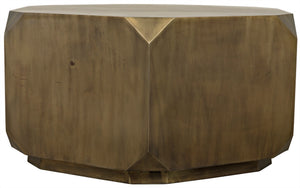 Tytus Octagonal Coffee Table in Aged Brass Industrial Steel