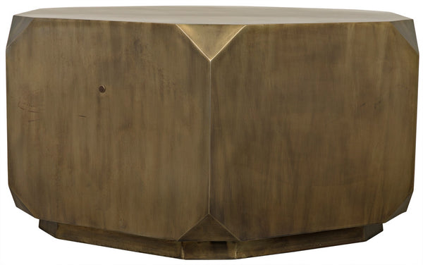 Tytus Octagonal Coffee Table in Aged Brass Industrial Steel