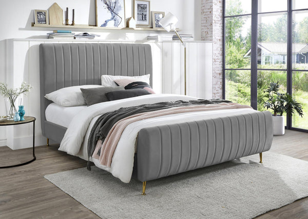 Marcos King Bed In Grey Velvet