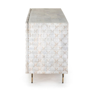 Rio Media Console-Round Cut White Wash