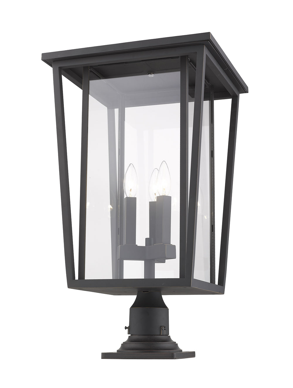 Seoul 3 Light Outdoor Pier Mounted Fixture in Oil Rubbed Bronze Finish