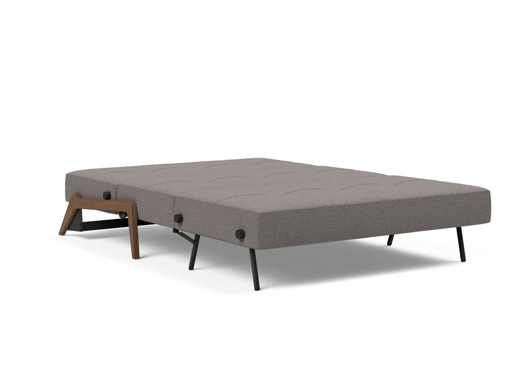 CUBED FULL SOFA BED in MIXED DANCE GREY FABRIC WITH Dark Wood LEGS 521