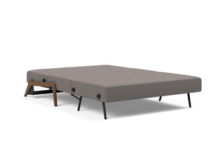 CUBED FULL SOFA BED in MIXED DANCE GREY FABRIC WITH Dark Wood LEGS 521