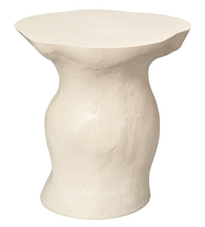 Sculpt Fiber Glass Side Indoor/Outdoor Table, Cream