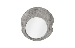 Wood Wall Mirror, Gray Stone, Round