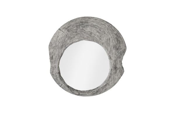 Wood Wall Mirror, Gray Stone, Round