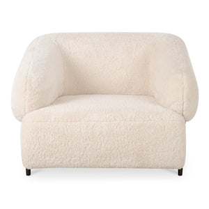 Moe's Devlin Lounge Chair in Cream Faux Fur