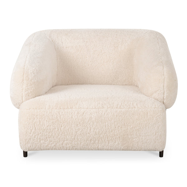 Moe's Devlin Lounge Chair in Cream Faux Fur