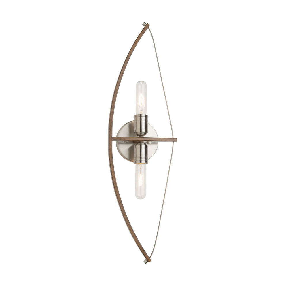 Arco AC11485 Wall Light in Faux Wood & Brushed Nickel
