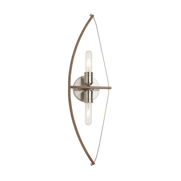 Arco AC11485 Wall Light in Faux Wood & Brushed Nickel