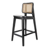 Maury Wood Counter Stool w/ Rattan, Black/Natural