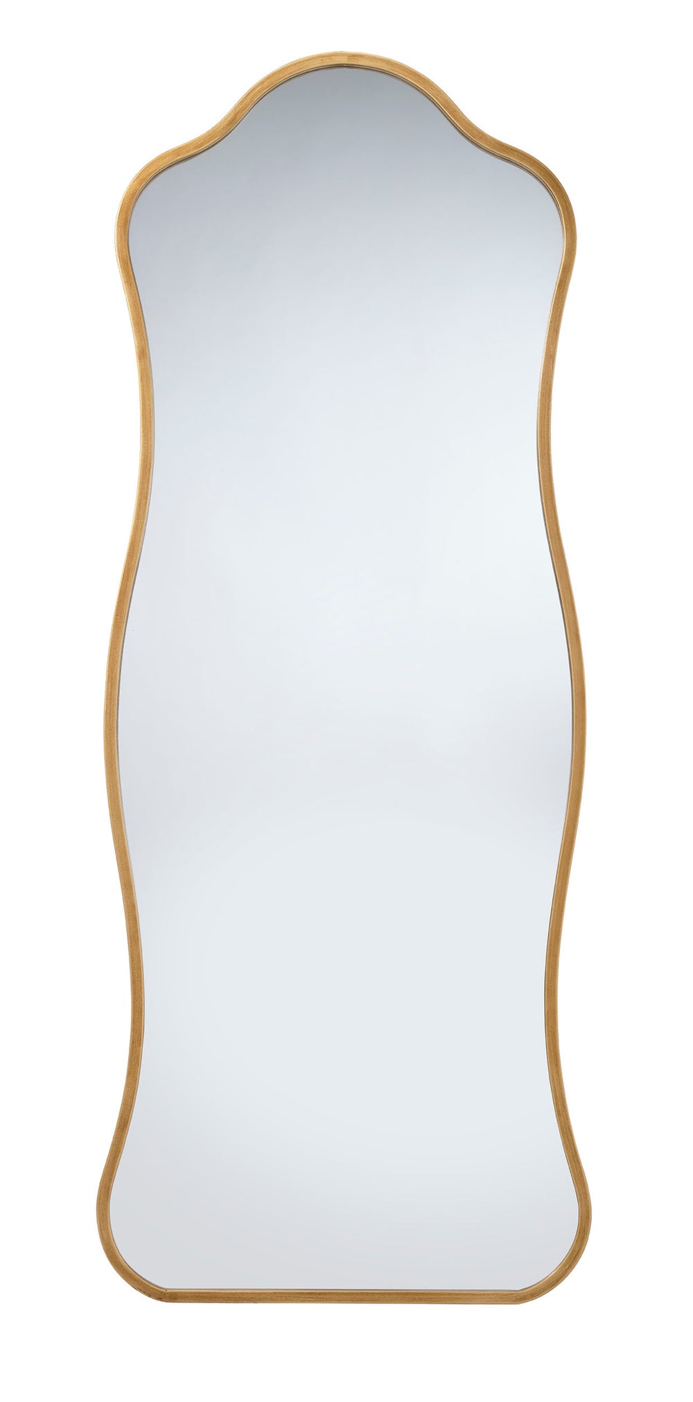 Aurora Wavy Iron Floor Mirror, Antique Brass
