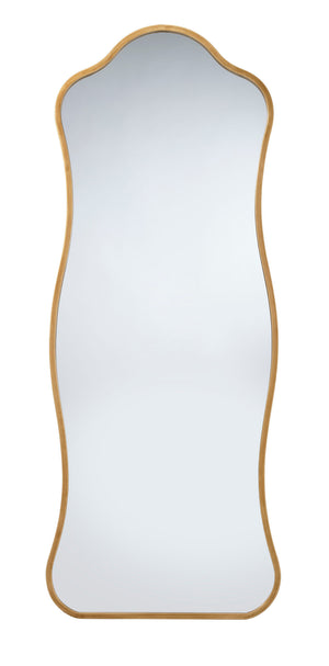 Aurora Wavy Iron Floor Mirror, Antique Brass