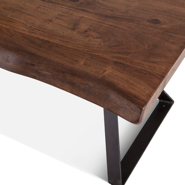 London Loft 54-Inch Acacia Wood Live Edge Coffee Table in Walnut Finish