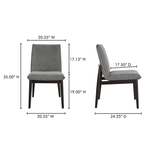 Moe's Charlie Dining Chair Dark Grey - Set of 2