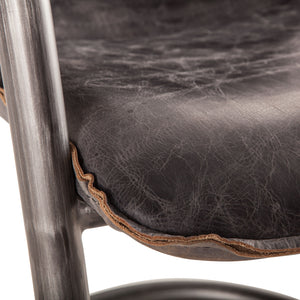 Portofino Distressed Antique Ebony Leather Dining Chair