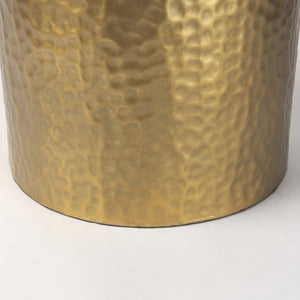 Leo 18.0L x 18.0W x 31.0H Gold Hammered W/White Fabric Shade Table Lamp