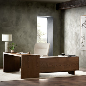 Posada L In Shaped Desk In Amber Oak Veneer