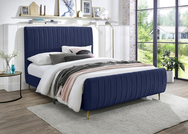 Marcos King Bed In Navy Velvet